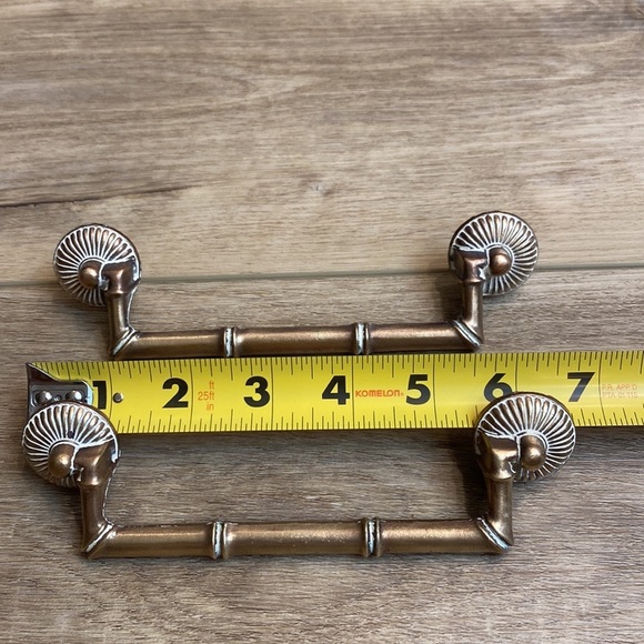 VTG Antique Brass Bamboo Drawer Pulls Hollywood Regency MCM - Picture 12 of 12